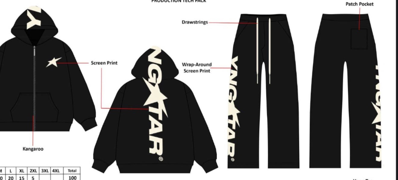 YNGSTAR ZIP HOODIE SET